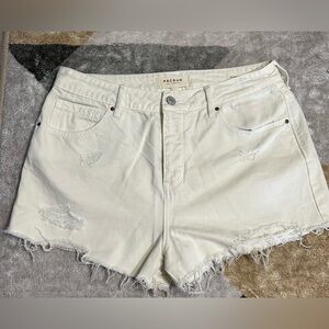 PacSun Women's Ivory Distressed Shorts
